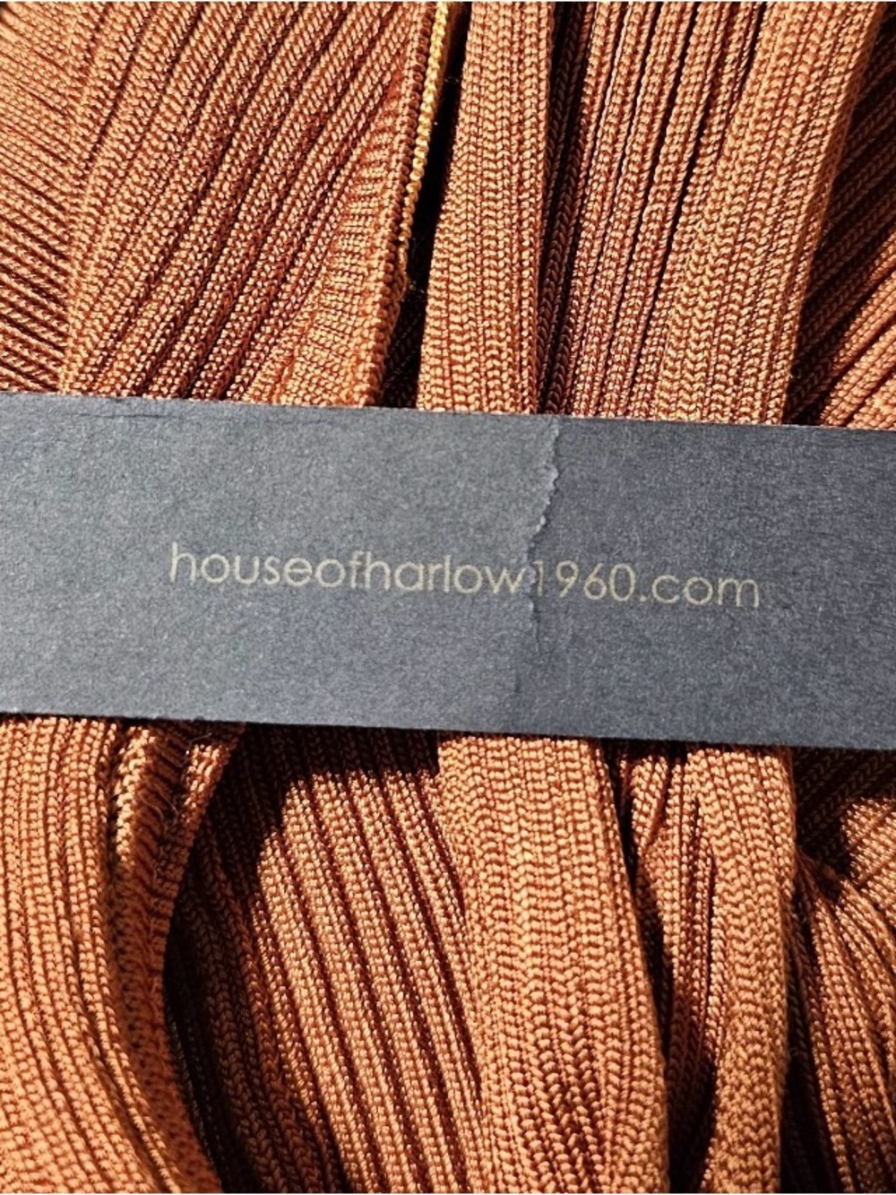 🤎 House of Harlow 1960 Burnt Orange Ribbed One Shoulder Midi Dress S NWT - Picture 9 of 14